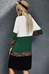 Women's Slouchy Color Block Leopard Print Patchwork Knit Cardigan Sai Feel
