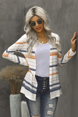 Women's Slouchy Long Sleeve Stripe Knit Cardigan Sweater Sai Feel