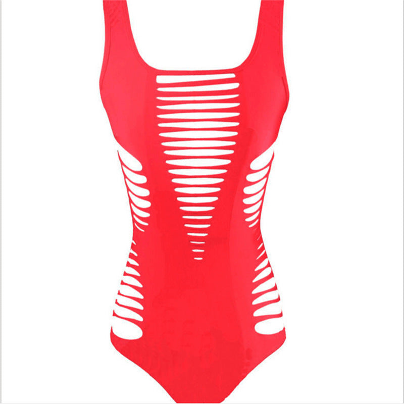 Women's Split One Piece Swimsuit Solid Bathing Suits Swimwear Sai Feel