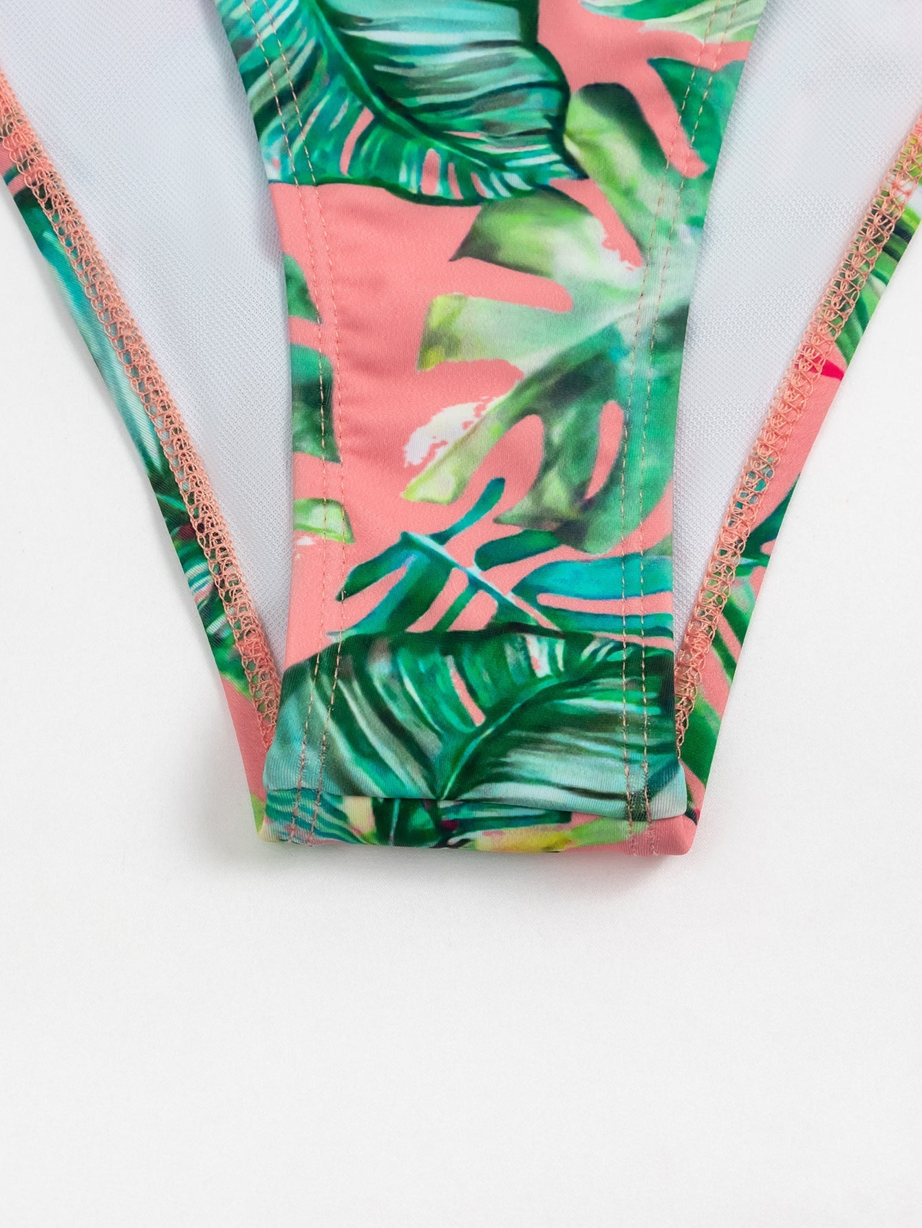 Women's Strapless Ribbed Tie Back Ruffle Cutout Bandeau Bikini Set Padded Swimsuit Sai Feel