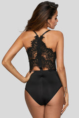 Women's Teddy Lingerie Sexy Lace Zipper Lingerie Bodysuit Black Bodysuit For Women Sai Feel