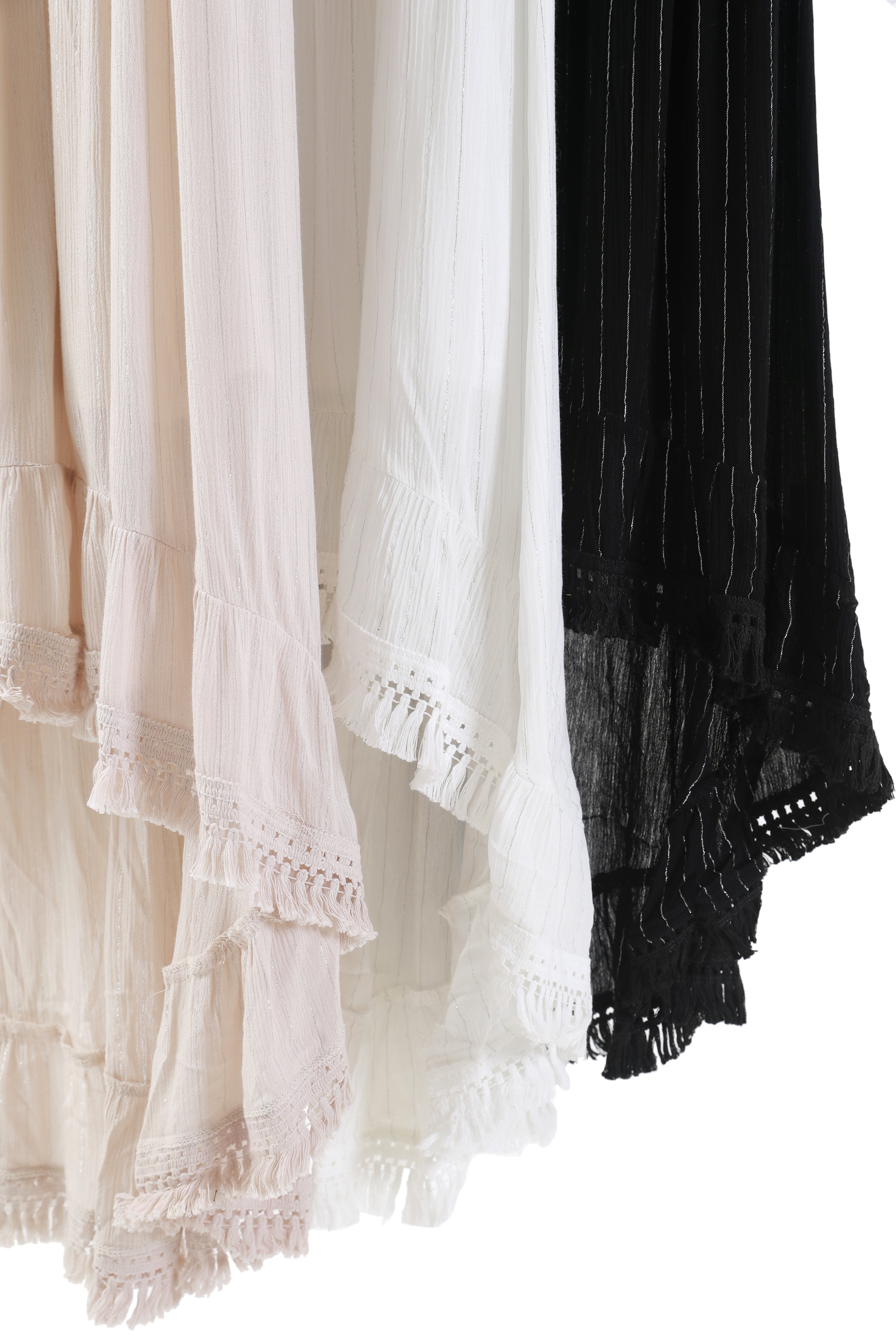 Women's V-neck Folding Lace Solid Color Ruffled Knee-length Skirt Chiffon Sweet Dress Sai Feel