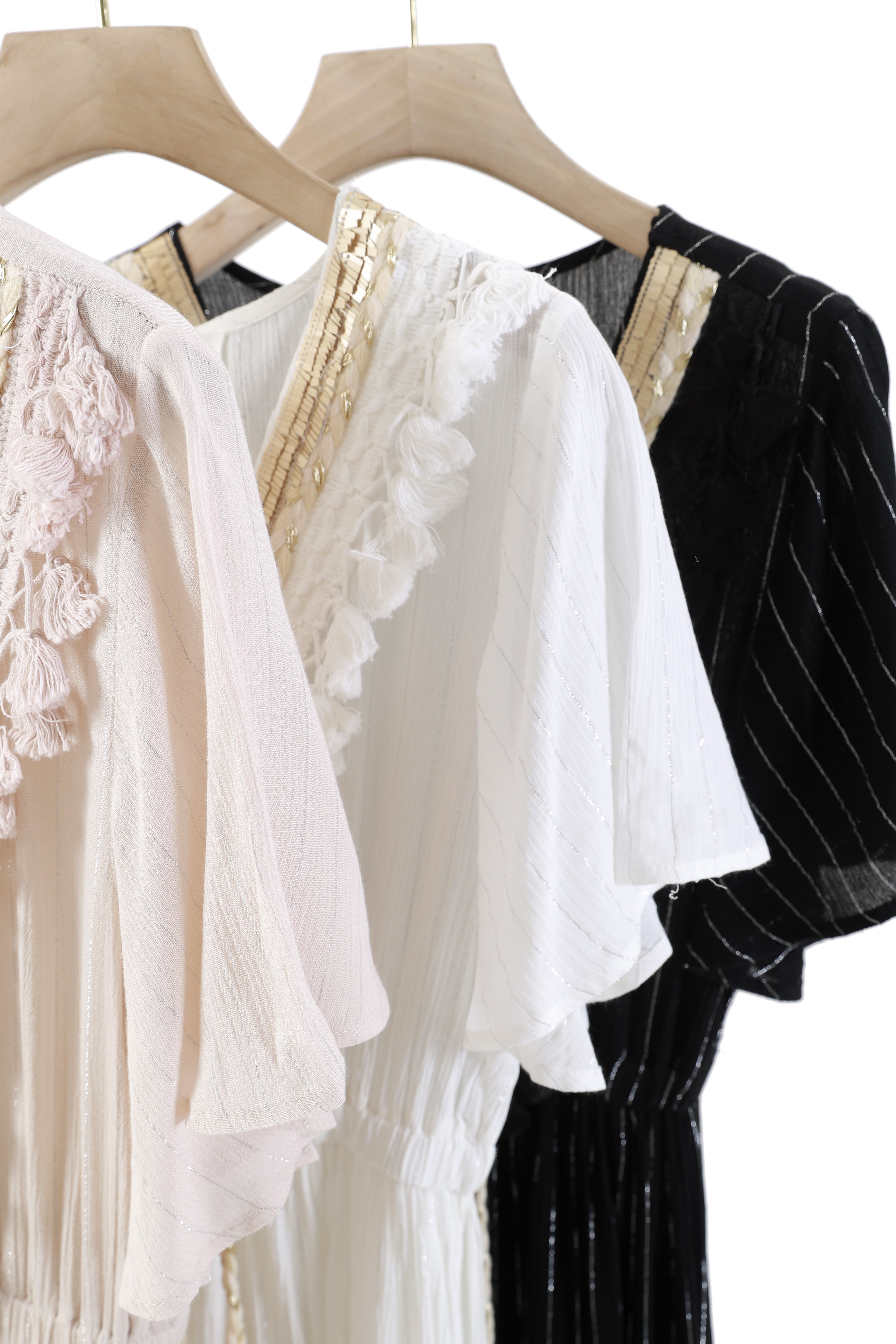 Women's V-neck Folding Lace Solid Color Ruffled Knee-length Skirt Chiffon Sweet Dress Sai Feel
