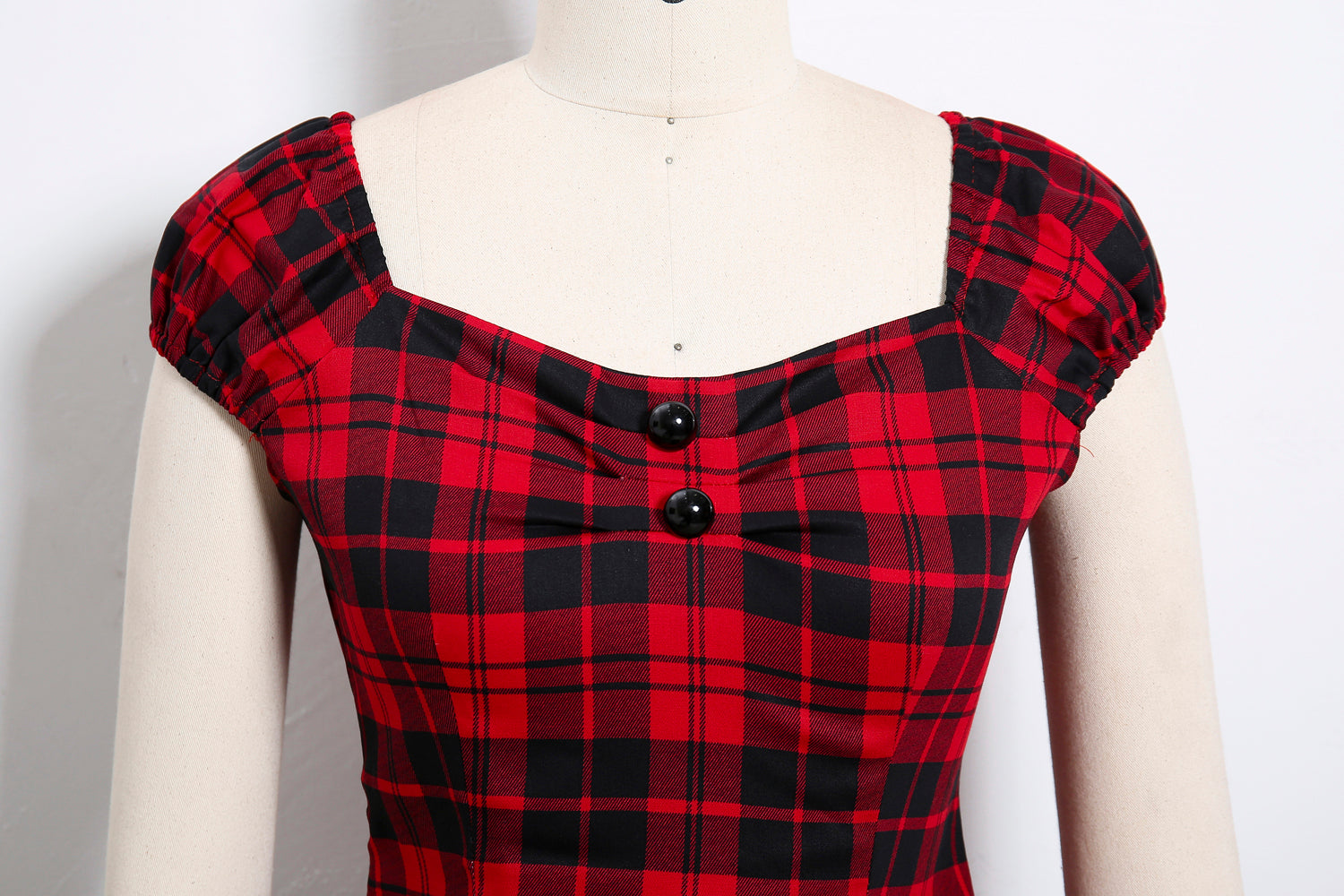 Women's Vintage 1950s Party Top Polka plaid Rockabilly 40s cap sleeve Cotton Shirts Tops(S-2XL) Sai Feel