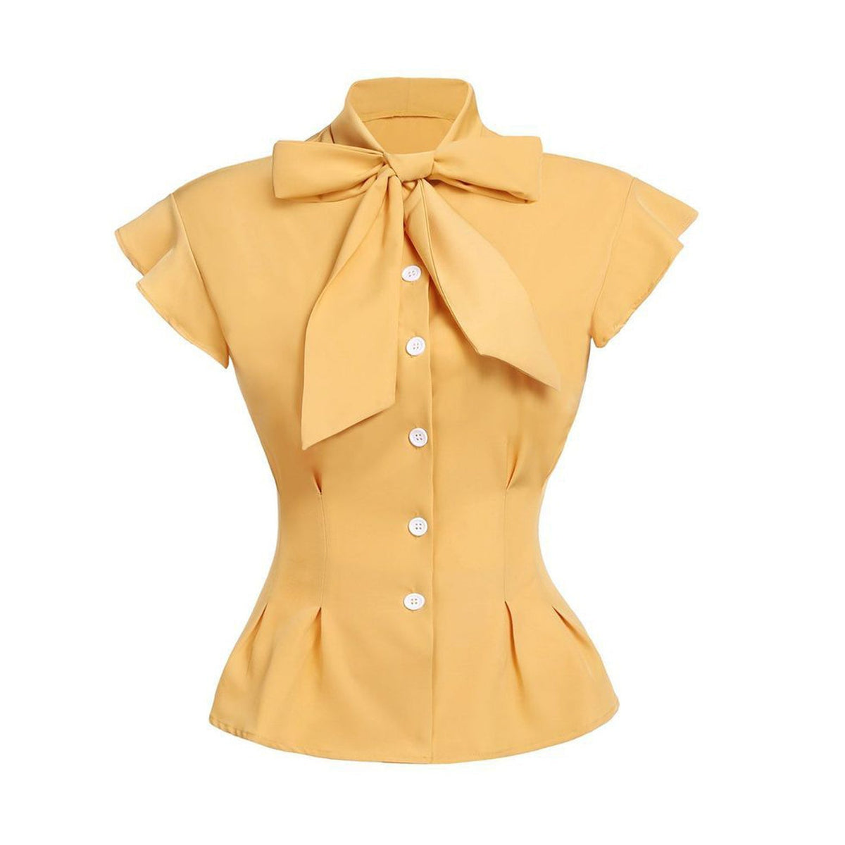 Women's Vintage Short cap Sleeve Slim Fit 1950s Tops Blouse with bowknot(S-2XL) Sai Feel
