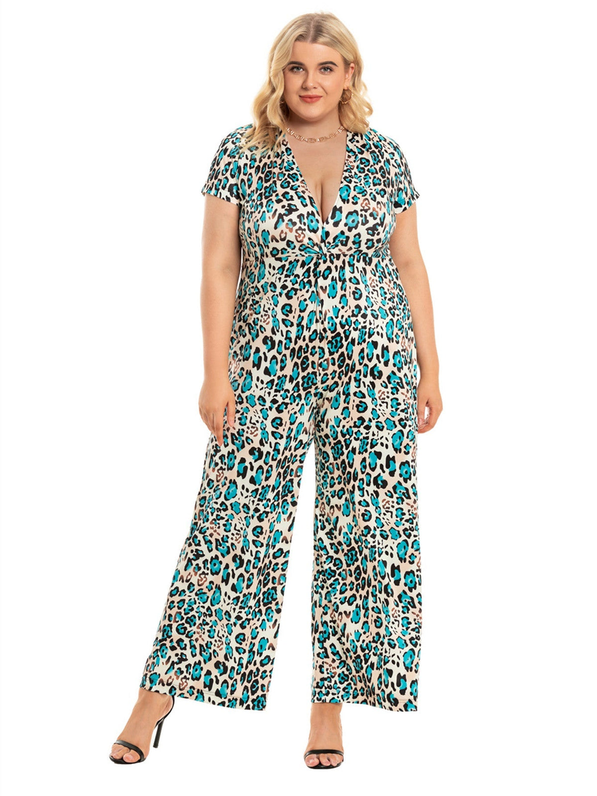 Women's Wide Leg Jumpsuits Long Overalls Leopard Plus Size Rompers Sai Feel