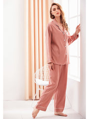 Women's casual long sleeved and long pant comfortable winter two-piece pajamas Sai Feel