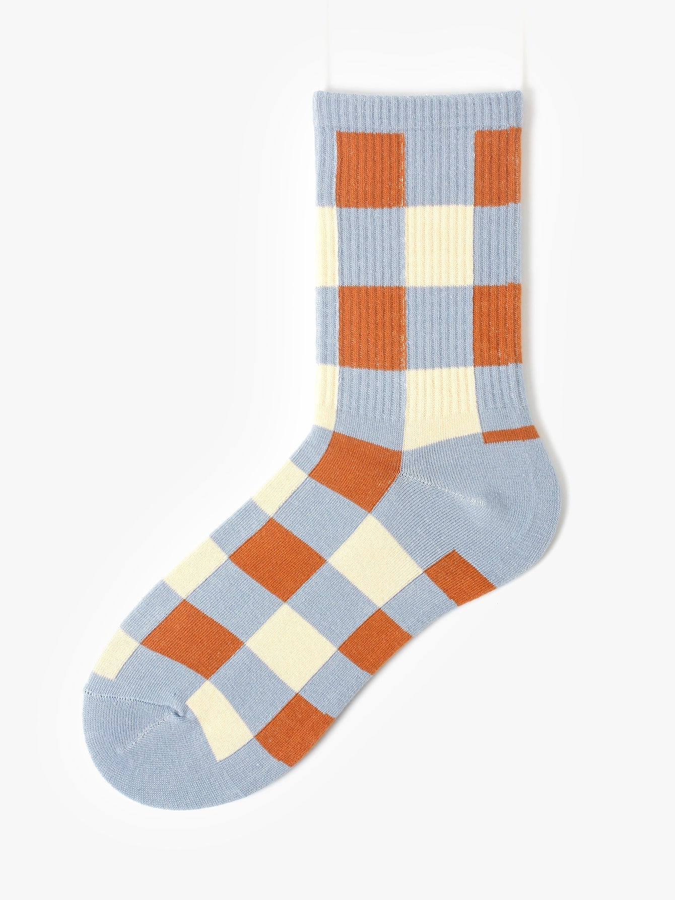 Women's crew and grid design crew socks Sai Feel