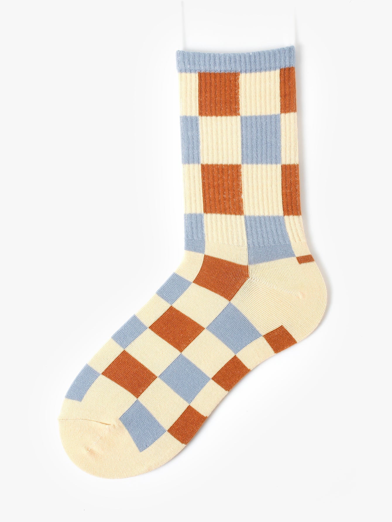 Women's crew and grid design crew socks Sai Feel