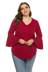 Women's plus size long pelpum sleeve loose tunic blouse top Sai Feel