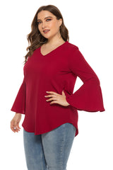 Women's plus size long pelpum sleeve loose tunic blouse top Sai Feel