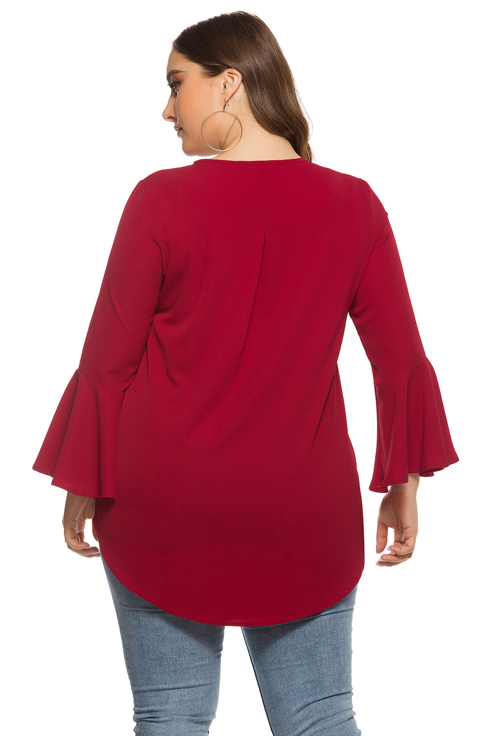 Women's plus size long pelpum sleeve loose tunic blouse top Sai Feel
