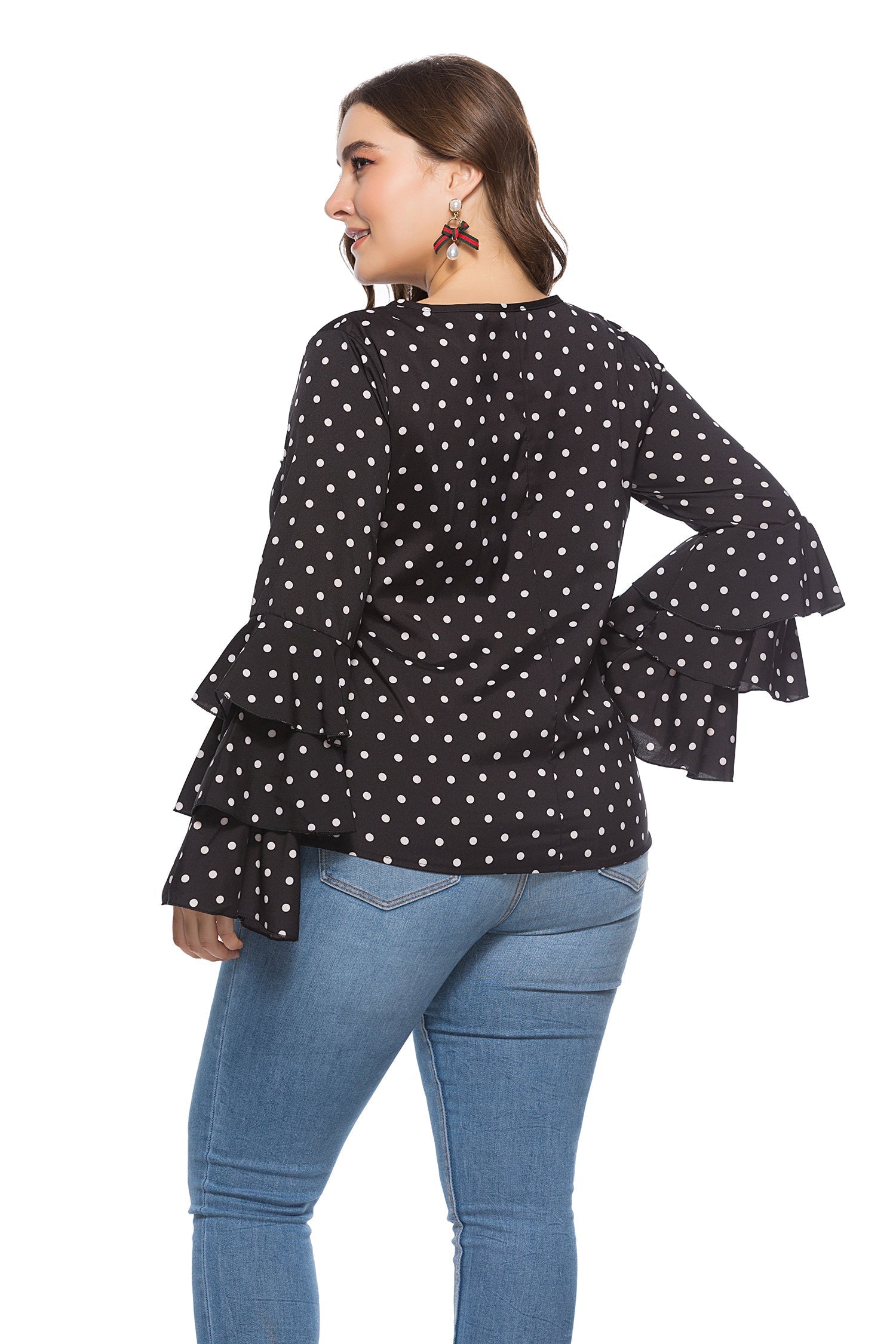 Women's plus size long tiers sleeve tunic blouse top Sai Feel