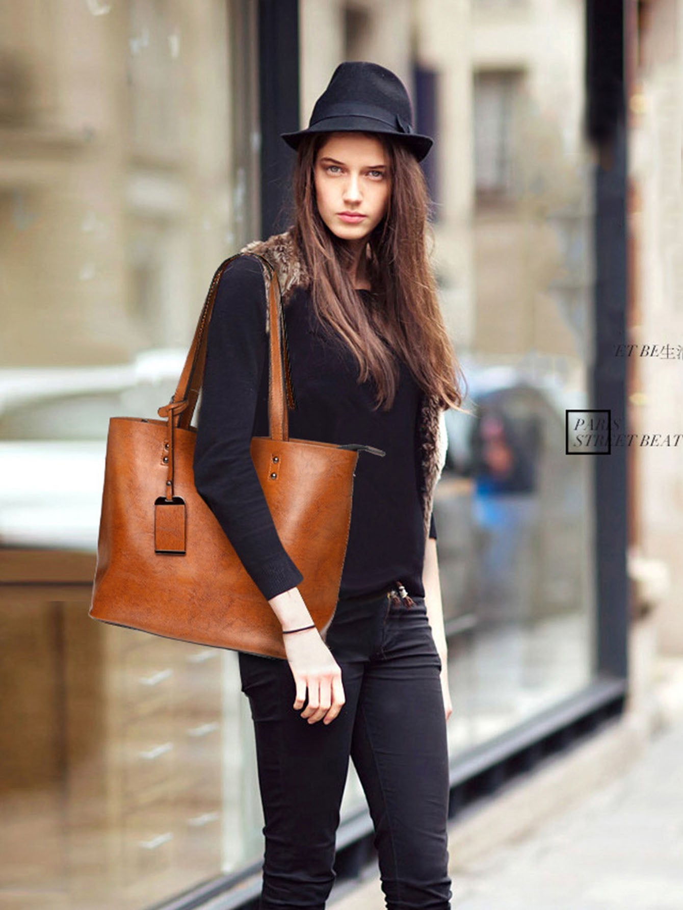 Women's tote bag retro oil leather large capacity women's single shoulder handbag Sai Feel