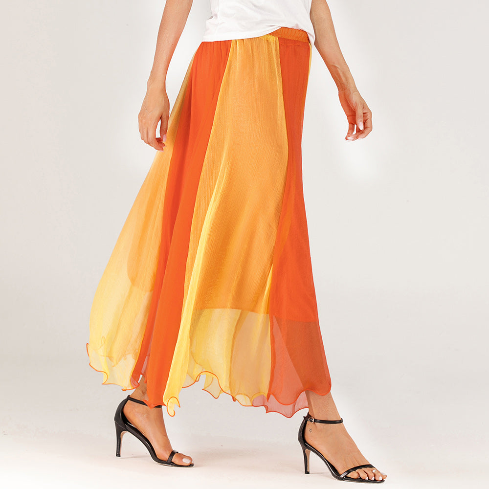 Women's two-dress spliced skirt casual tie color beach A line dress Sai Feel
