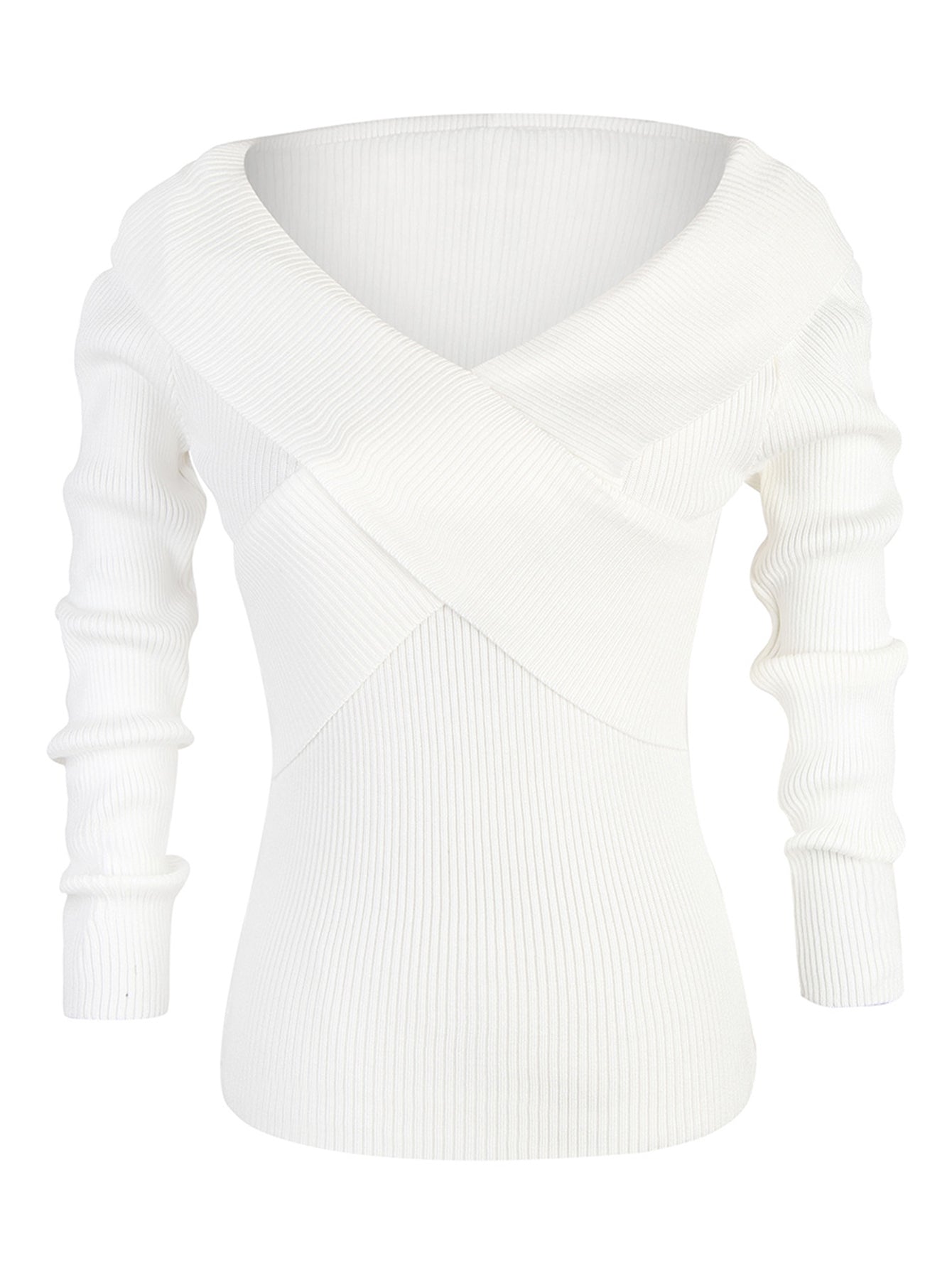 Women's v-neck slim knit sweater solid color base casual sweater Sai Feel