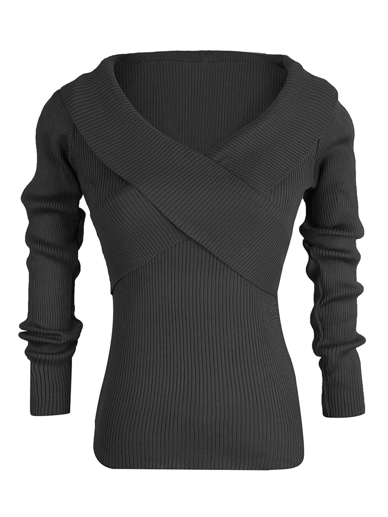Women's v-neck slim knit sweater solid color base casual sweater Sai Feel