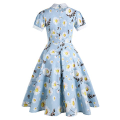 Womens 1950s Retro Rockabilly Princess Cosplay Dress Daisy Floral 50's 60's Party Costume Gown(S-2XL) Sai Feel