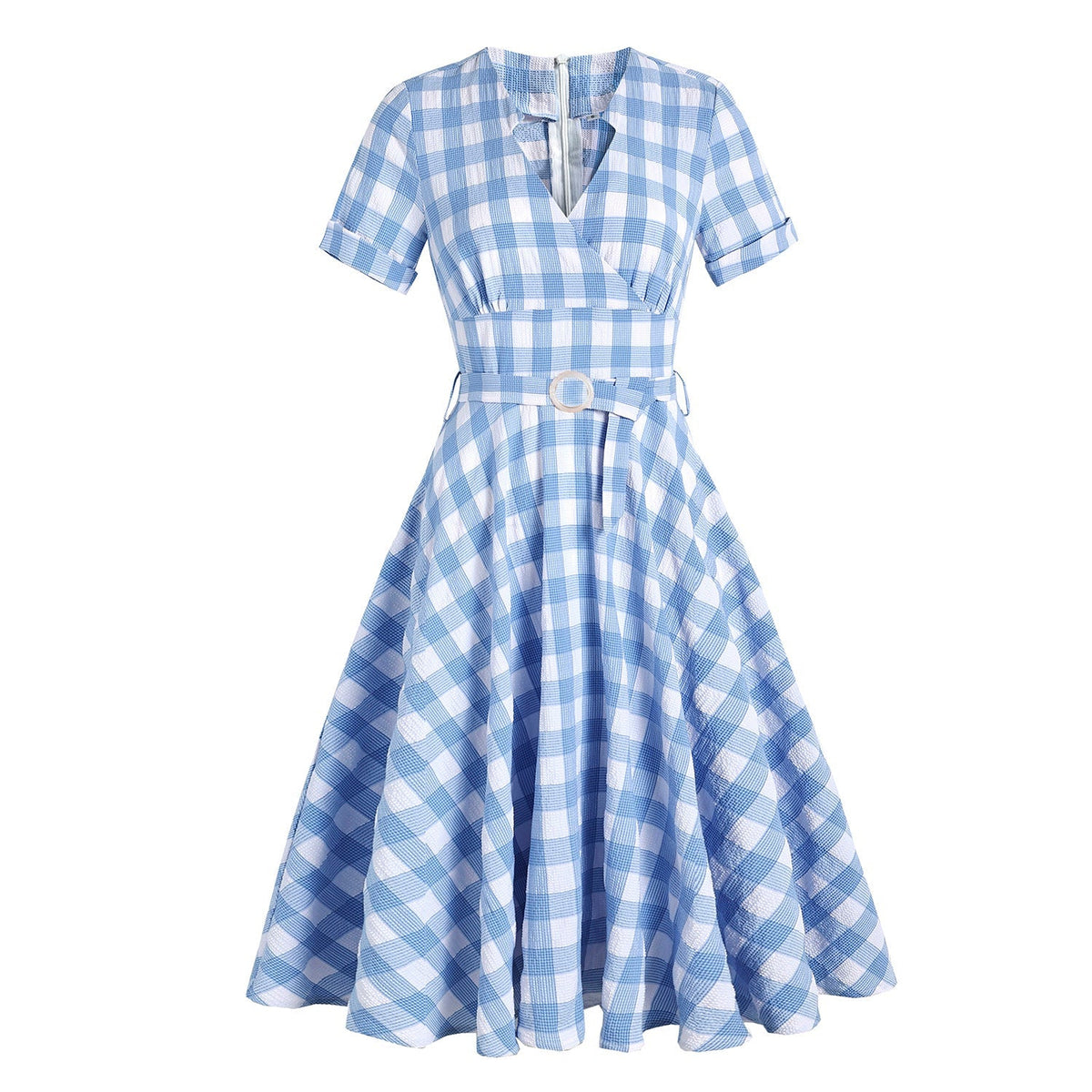 Womens 1950s Retro Rockabilly Princess Cosplay Dress plaid Audrey Hepburn 50's 60's Party Costume Gown(S-2XL) Sai Feel