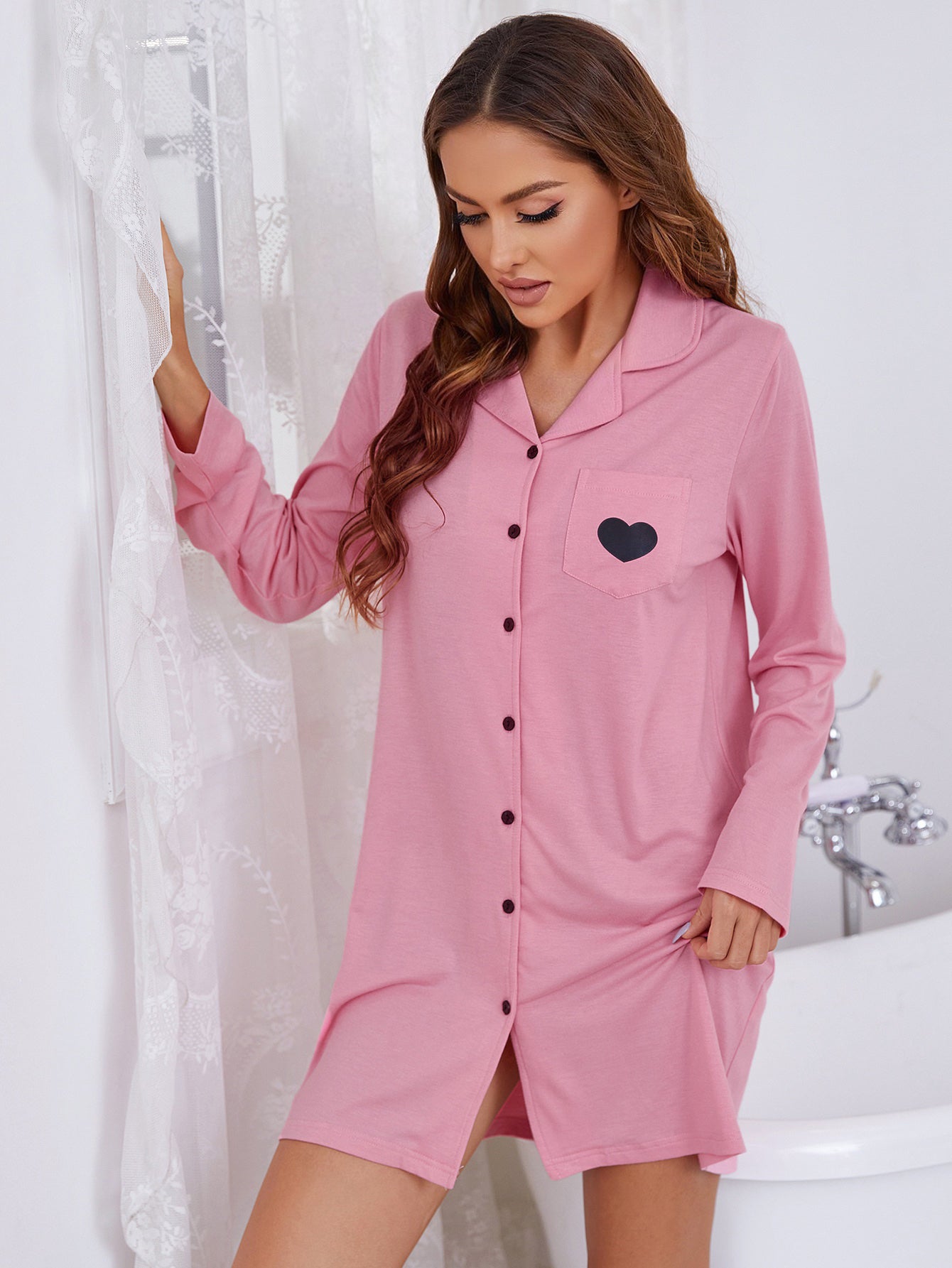 Womens Long Sleeve  Casual Cute Loungewear,Spring Autumn Summer Soft Comfortable Nightshirt nightgown sleepwear Sai Feel
