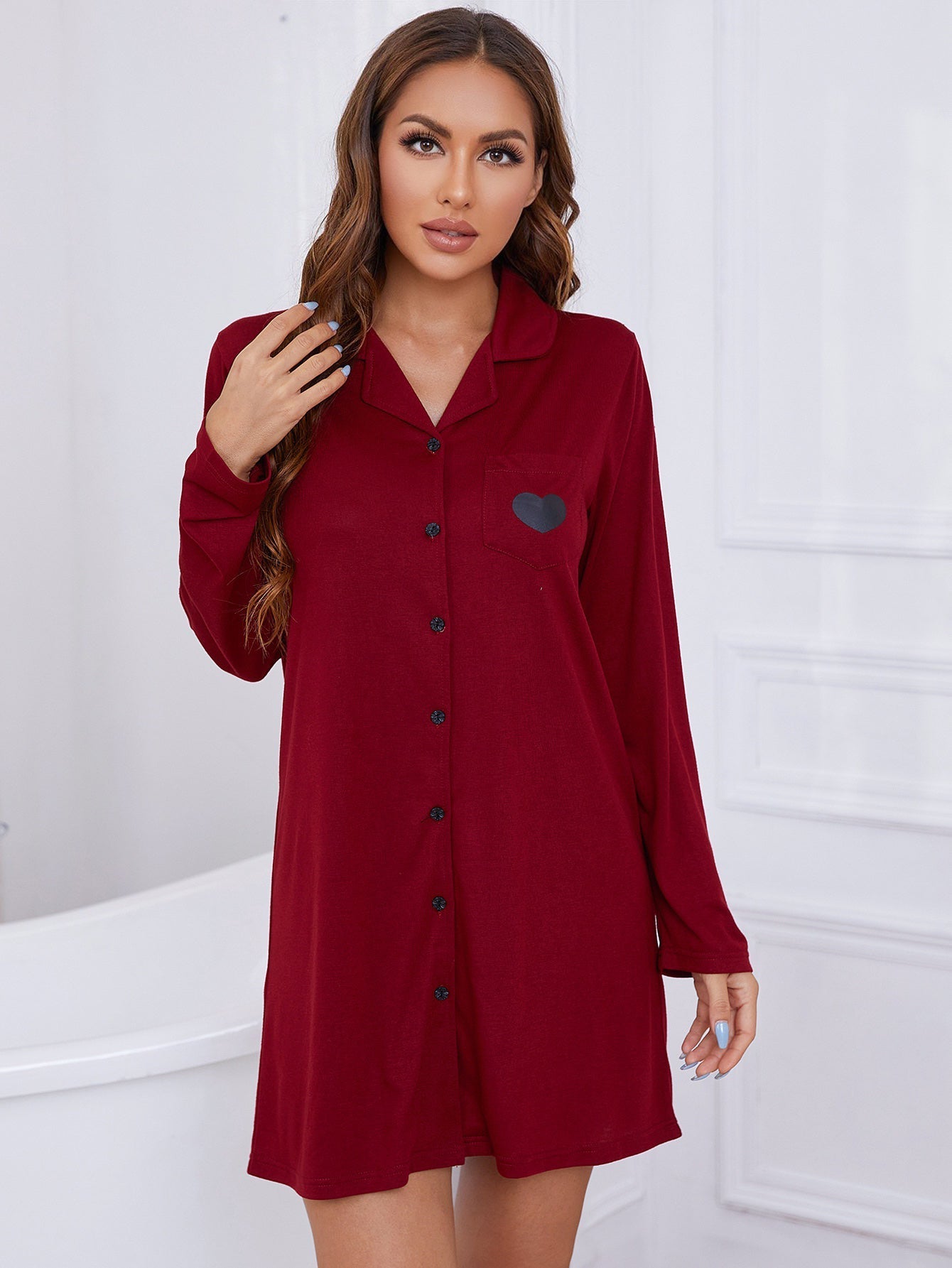 Womens Long Sleeve  Casual Cute Loungewear,Spring Autumn Summer Soft Comfortable Nightshirt nightgown sleepwear Sai Feel