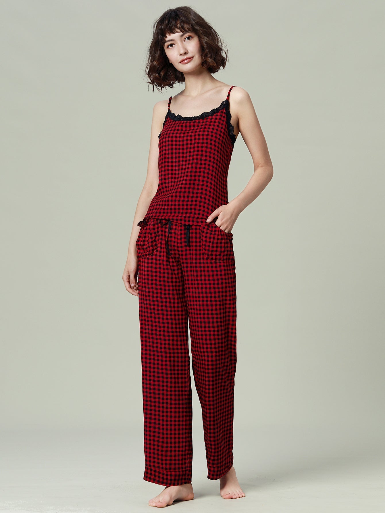 Womens Pajamas Set Cami Top and Capris Pants Sleepwear Pjs Set S-XL Sai Feel