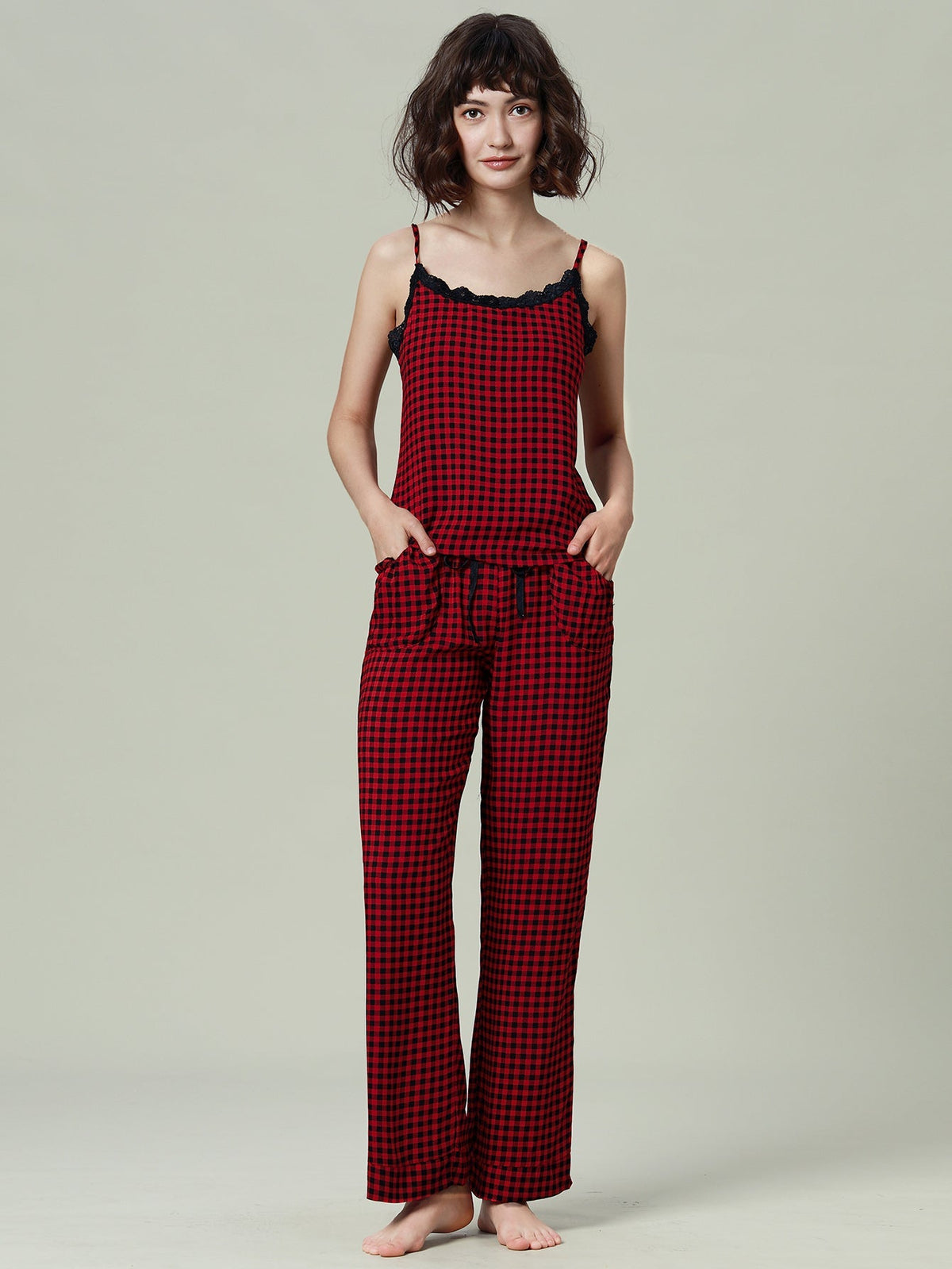 Womens Pajamas Set Cami Top and Capris Pants Sleepwear Pjs Set S-XL Sai Feel
