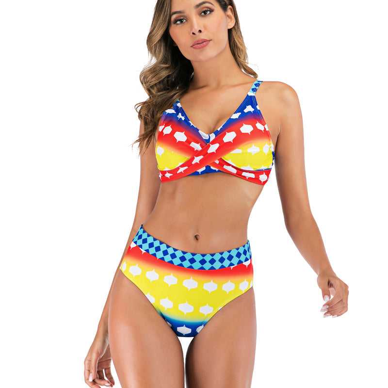 Womens Printed Swimwear Swimsuit Bathing Suit Two Pieces Beachwear Bikini Sai Feel