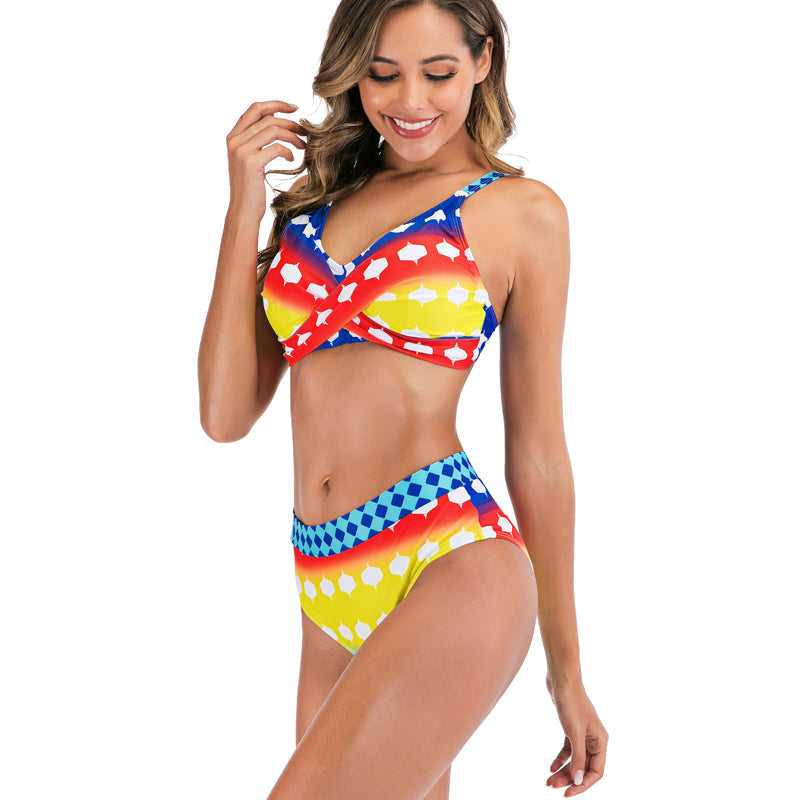 Womens Printed Swimwear Swimsuit Bathing Suit Two Pieces Beachwear Bikini Sai Feel