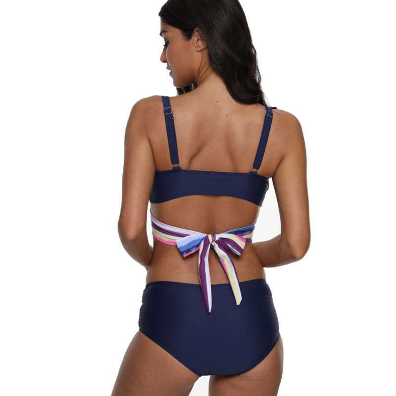 Womens Printed Tie Back Waist Swimwear Swimsuit Bathing Suit Two Pieces Beachwear Bikini Sai Feel