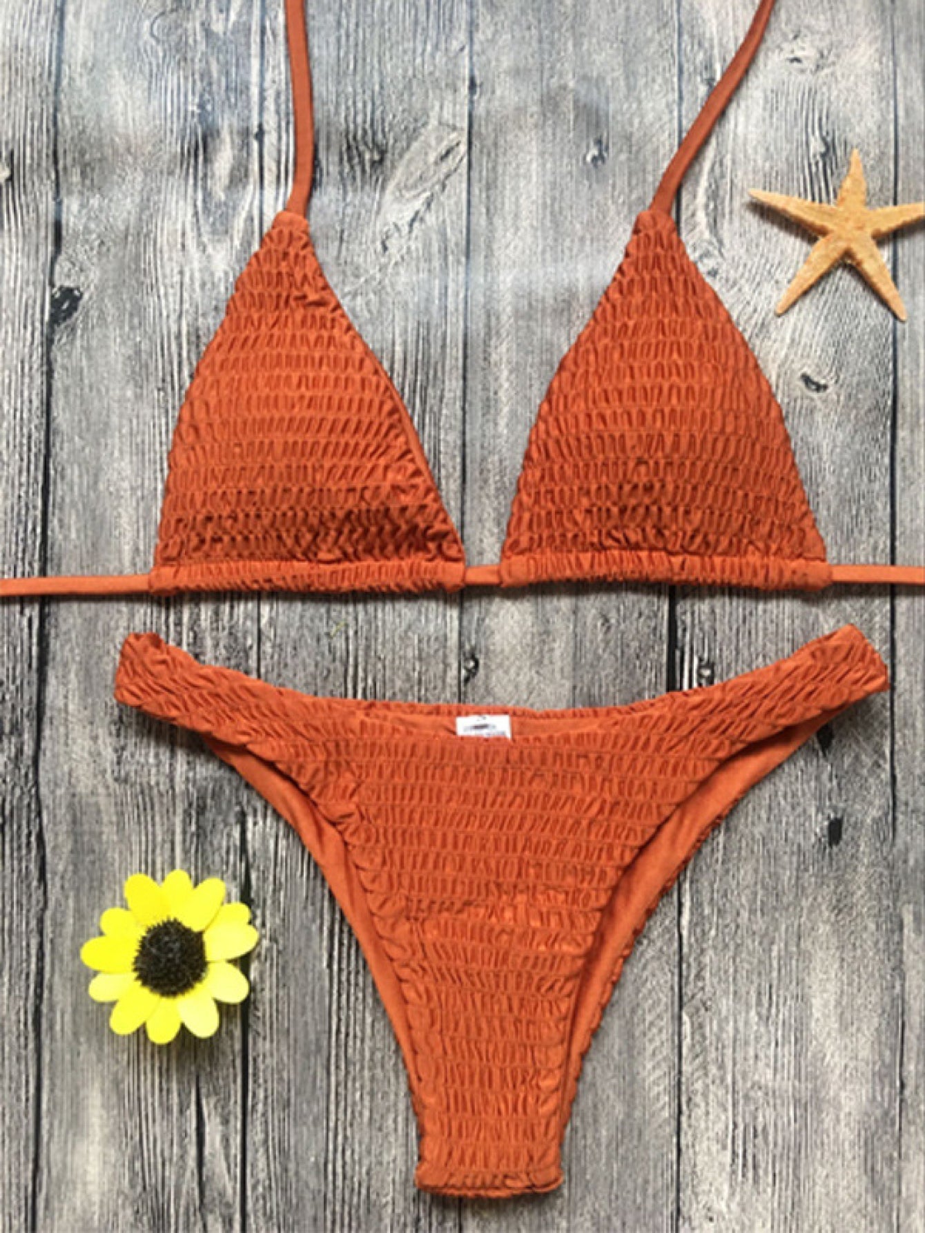 Sun-imperial - solid color yellow swimsuit two-piece vitality low waist bikini push-up bra straps Orange / S Sun-imperial - solid color yellow swimsuit two-piece vitality low waist bikini push-up bra straps Orange / S
