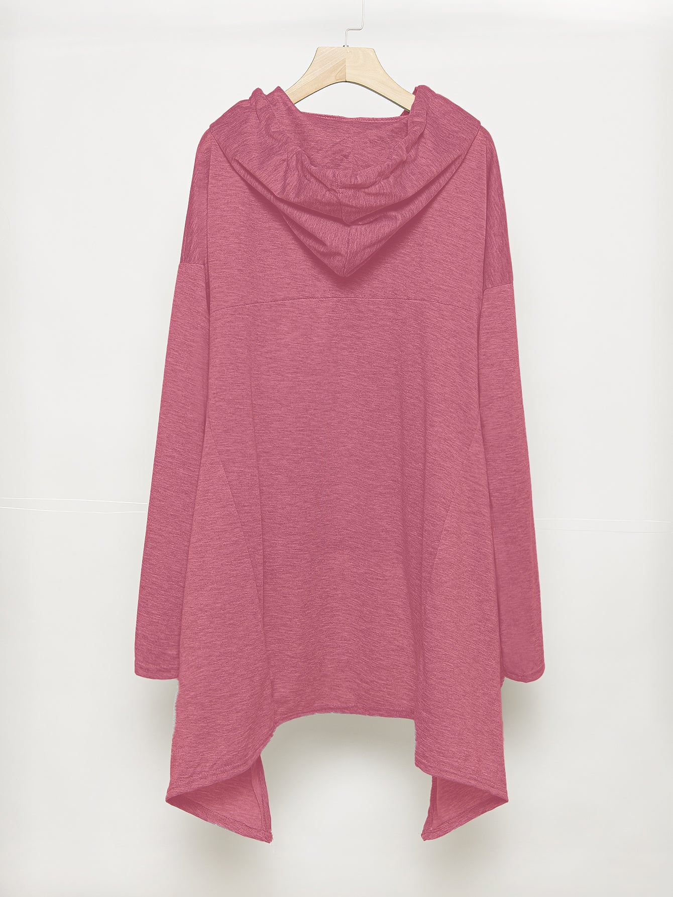 Womens Solid Color Draw Cord Coat Long Sleeve Loose Casual Irregular Long  Hoodies Sai Feel