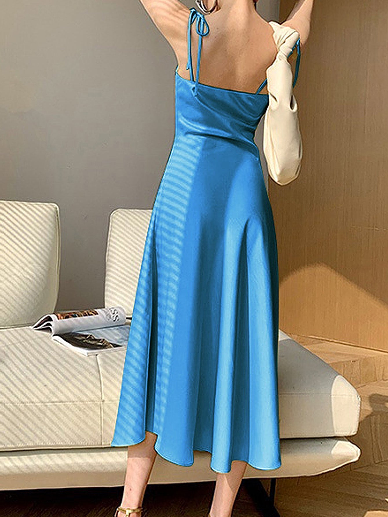 Womens Swing Collar Sleeveless Party Maxi Dress Sai Feel