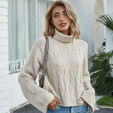 Womens Turtleneck Sweaters Pullover Oversized Batwing Bell Sleeve Loose Knitted Baggy Slouchy Jumper Sai Feel