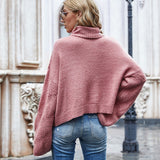 Womens Turtleneck Sweaters Pullover Oversized Batwing Bell Sleeve Loose Knitted Baggy Slouchy Jumper Sai Feel