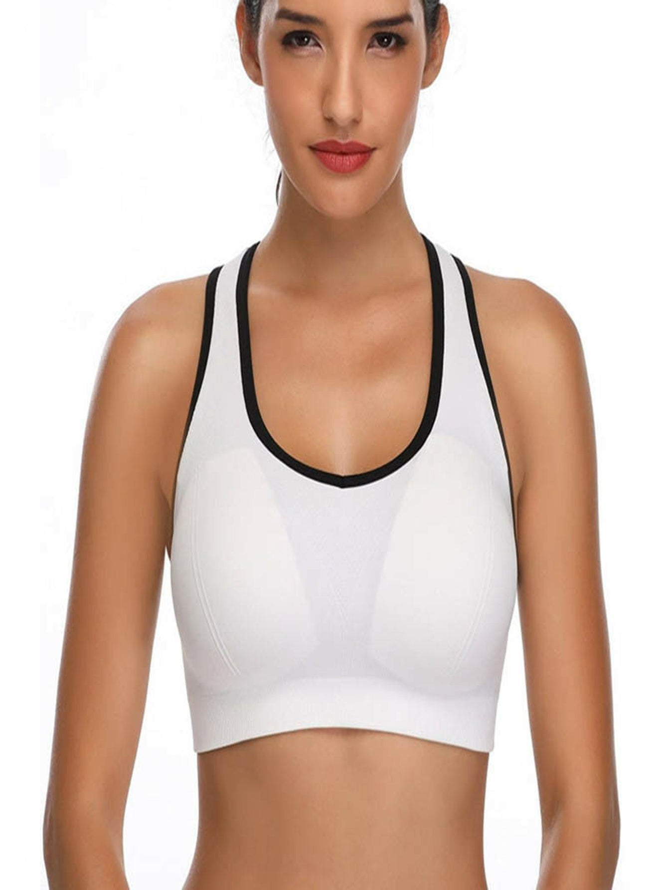 Womnen's Sexy Sport Bra Three Back Shoulder Straps with Cup Crop Tops Sai Feel