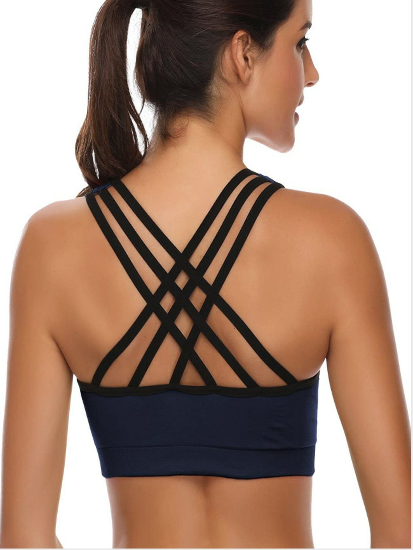 Womnen's Sexy Sport Bra Three Back Shoulder Straps with Cup Crop Tops Sai Feel