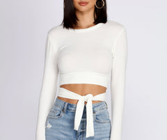 Wrap Waist Ribbed Crop Top Sai Feel