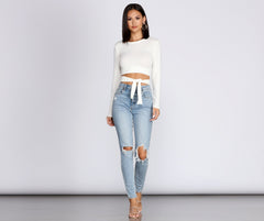 Wrap Waist Ribbed Crop Top Sai Feel