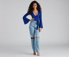 Wrapped In Chic Bell Sleeve Top Sai Feel