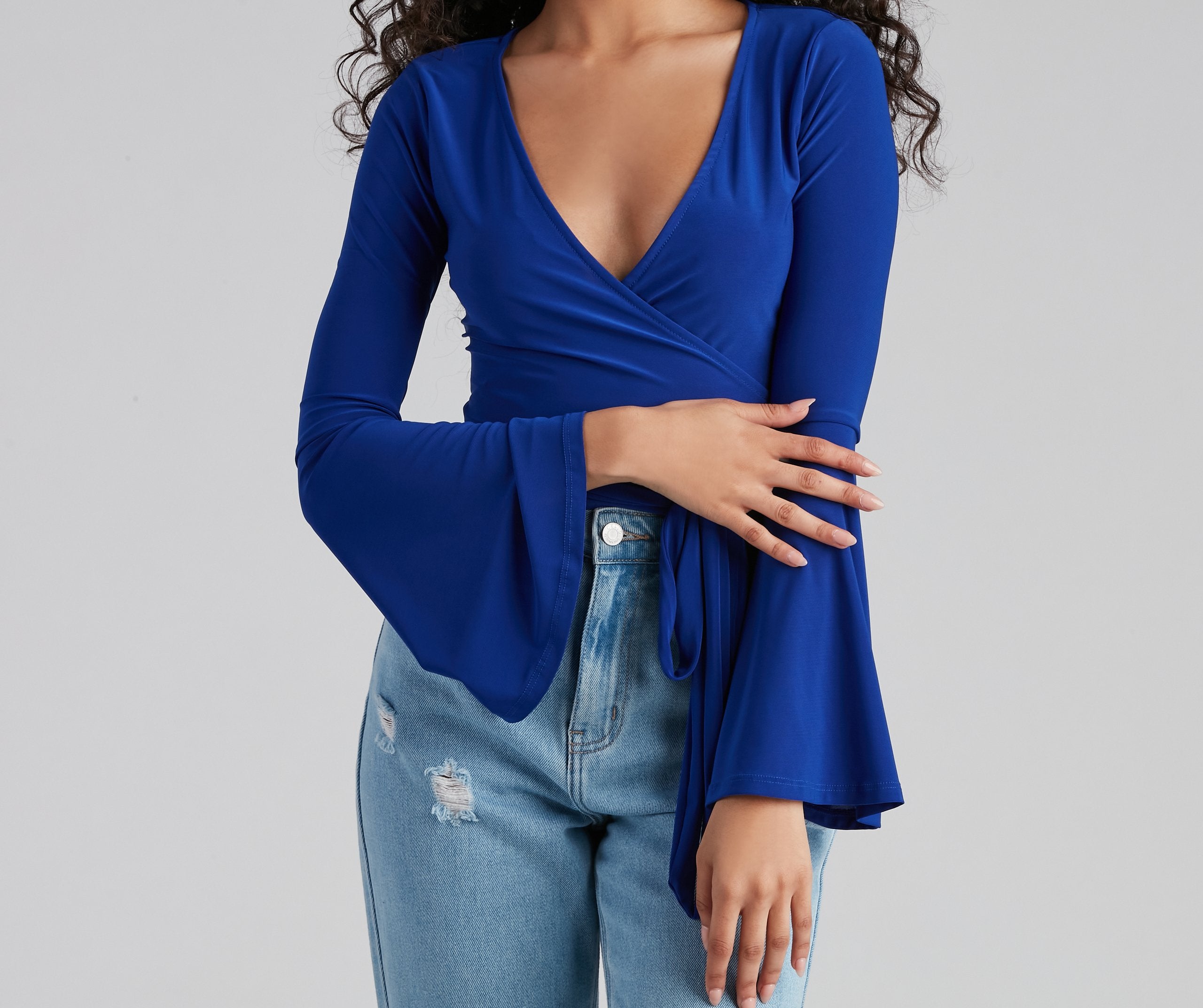 Wrapped In Chic Bell Sleeve Top Sai Feel