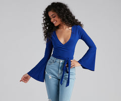 Wrapped In Chic Bell Sleeve Top Sai Feel