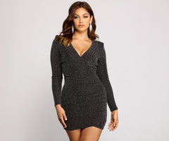 Wrapped In Glamour Ruched Glitter Mini Dress Sai Feel