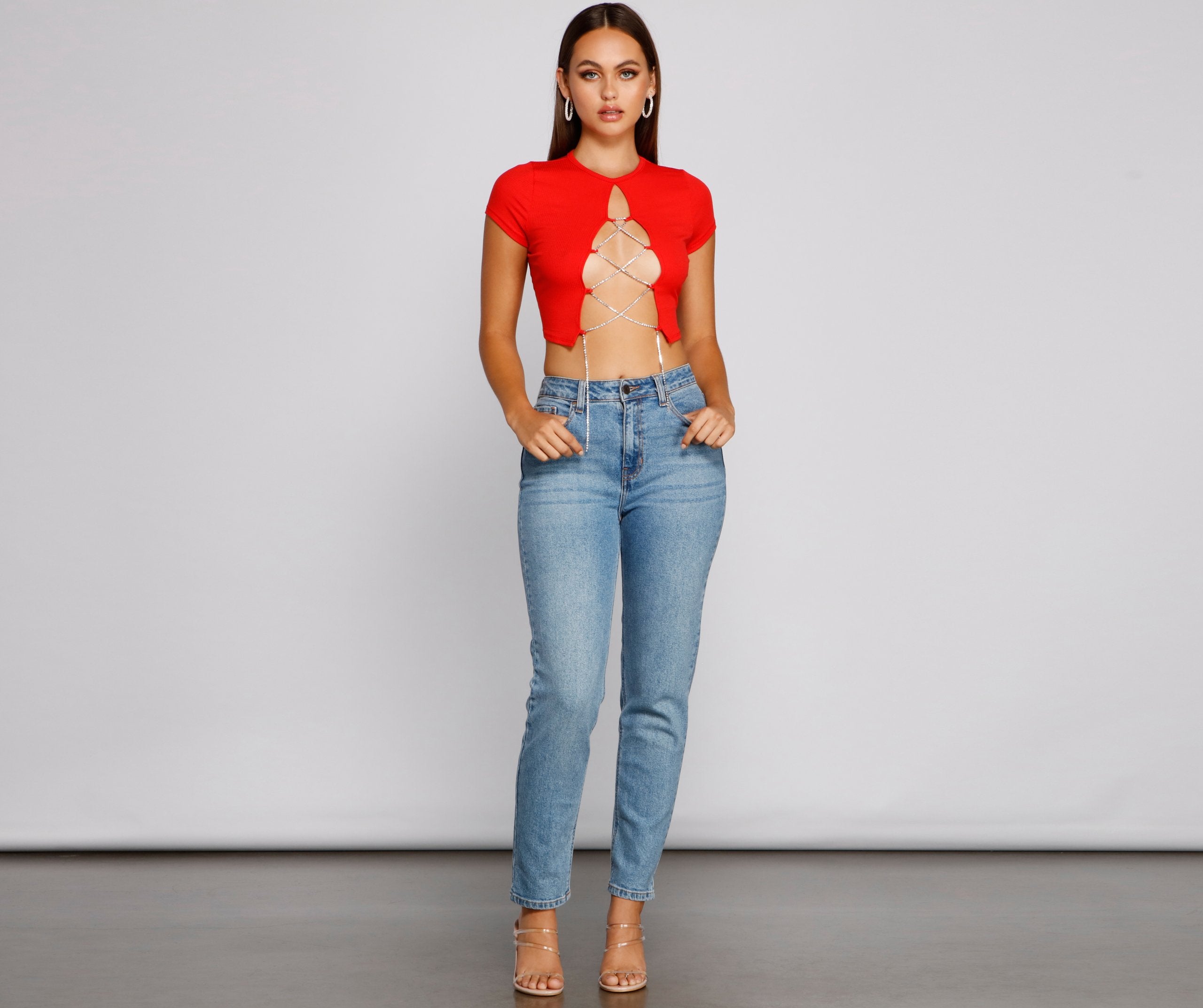 Wrapped In Luxe Rhinestone Crop Top Sai Feel