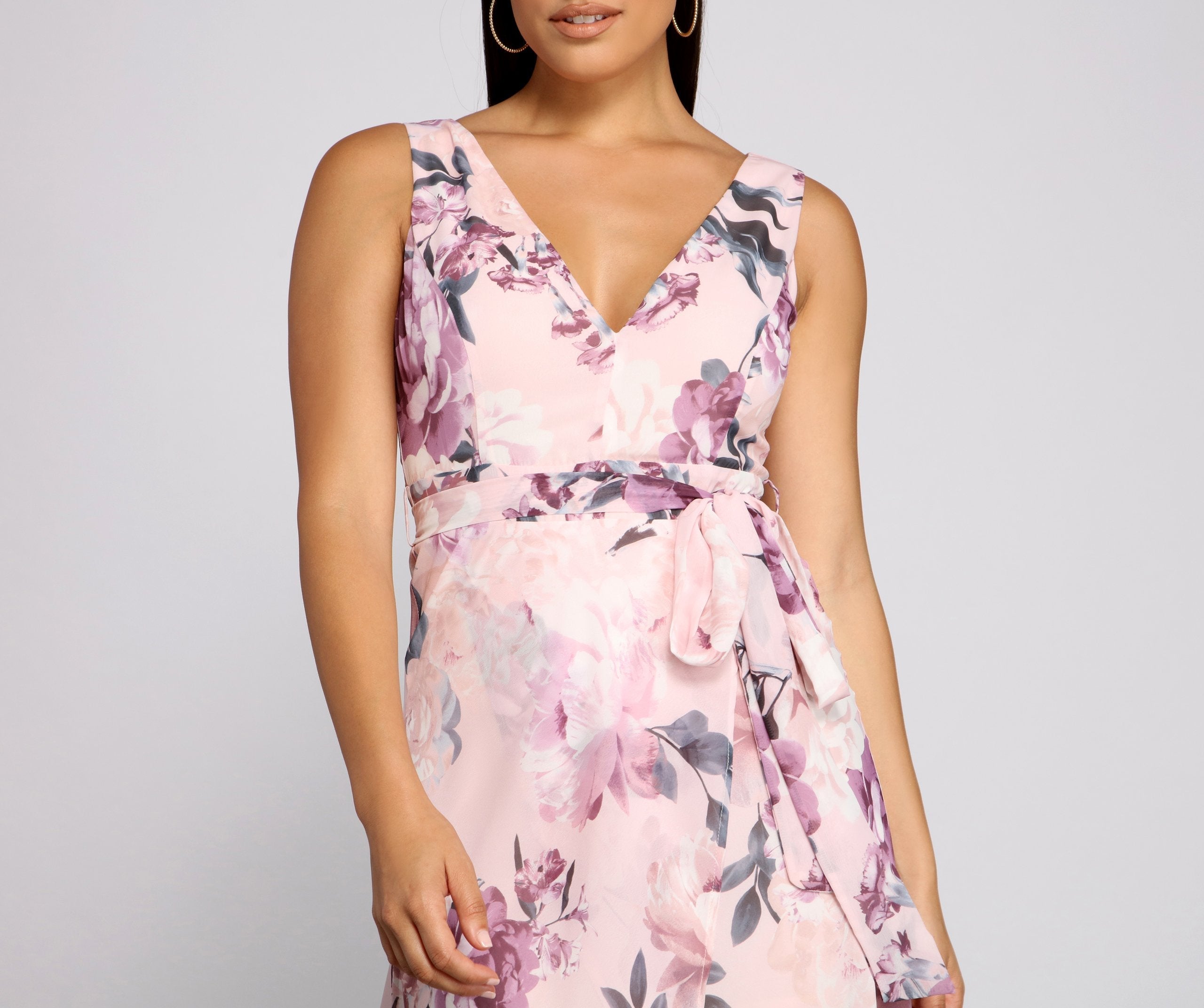 Wrapped In Romance Floral Chiffon Maxi Dress Sai Feel