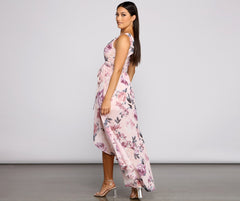 Wrapped In Romance Floral Chiffon Maxi Dress Sai Feel