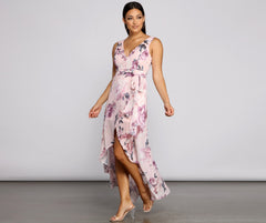 Wrapped In Romance Floral Chiffon Maxi Dress Sai Feel