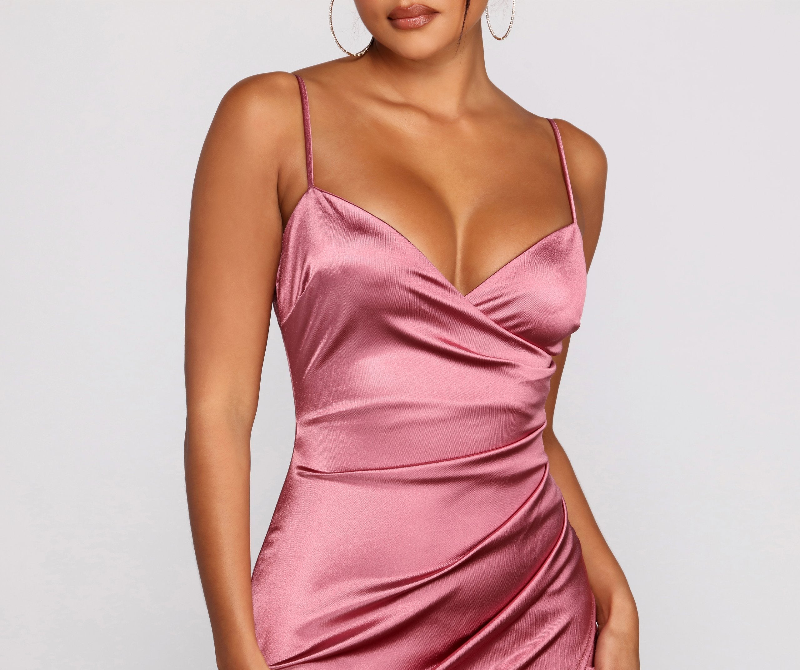 Wrapped In Sleek Satin Mini Dress Sai Feel