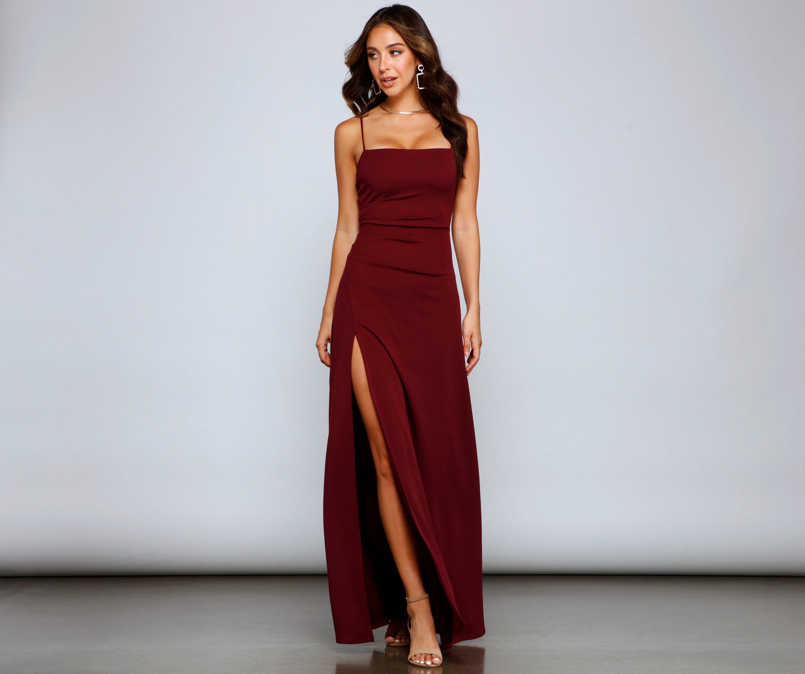 Wren Formal Ruched Crepe Dress Sai Feel