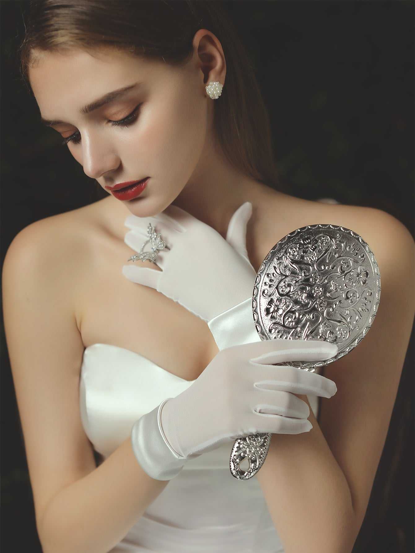 Wrist Length Bridal wedding Gloves accessories without metal butterfly Sai Feel